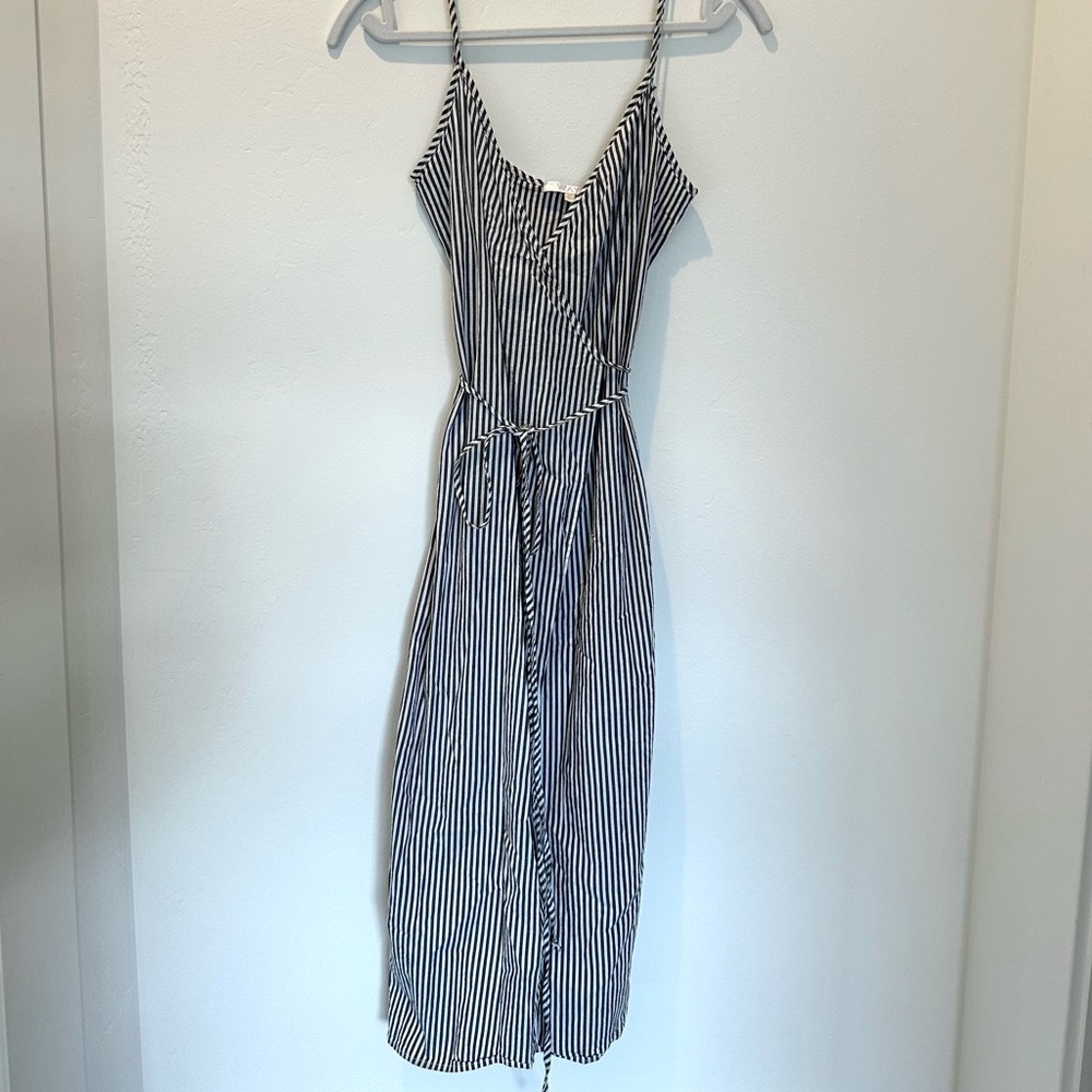 Wayf striped midi wrap dress